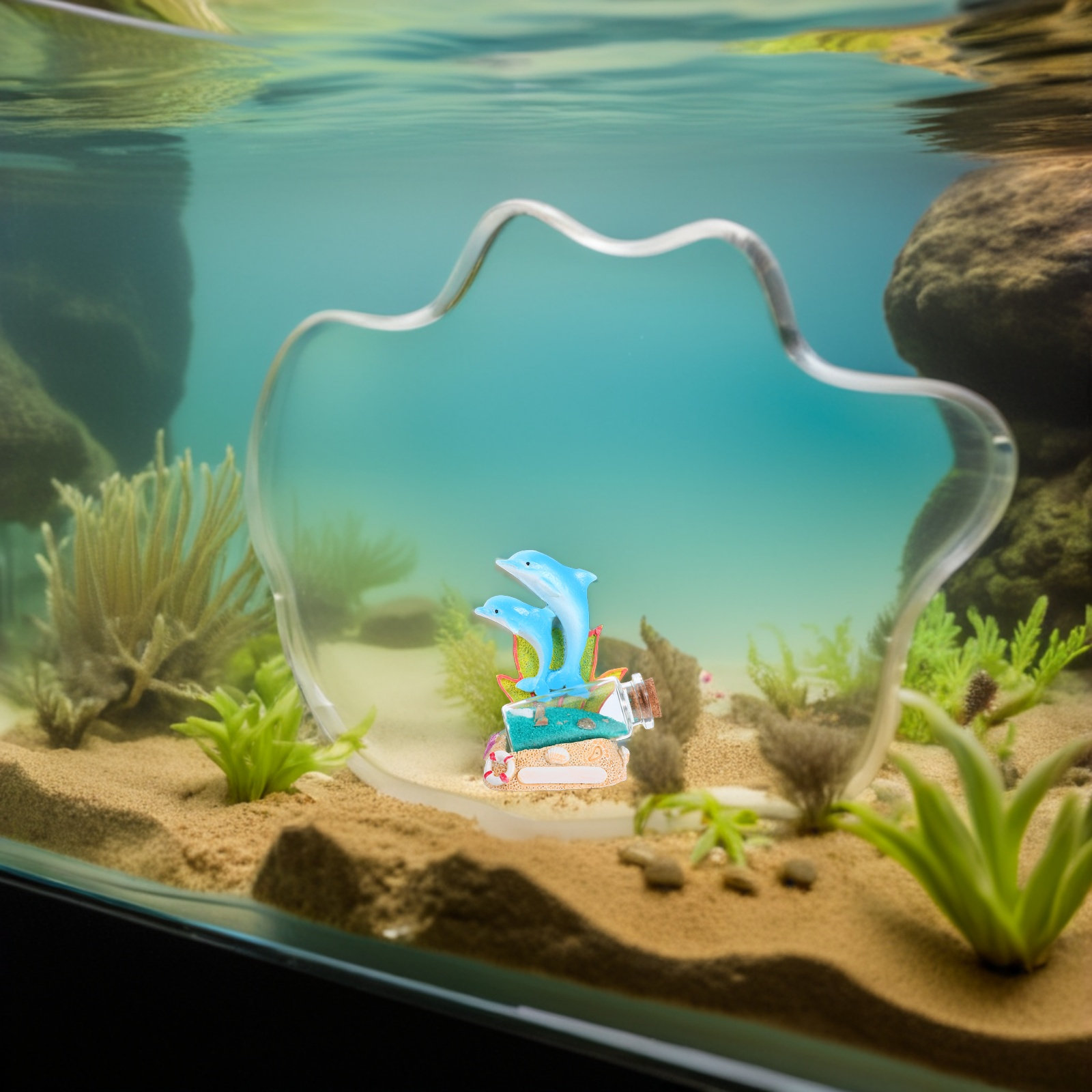 Aquarium Fish Dolphin - Dolfijn Harsen Sculptuur Drijvende Fles Oceaan