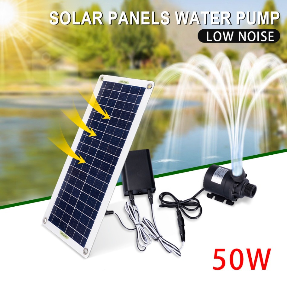 Aquarium Fish Accessories - 50W Zonne-energie Waterpomp Set Geluidsarme DC