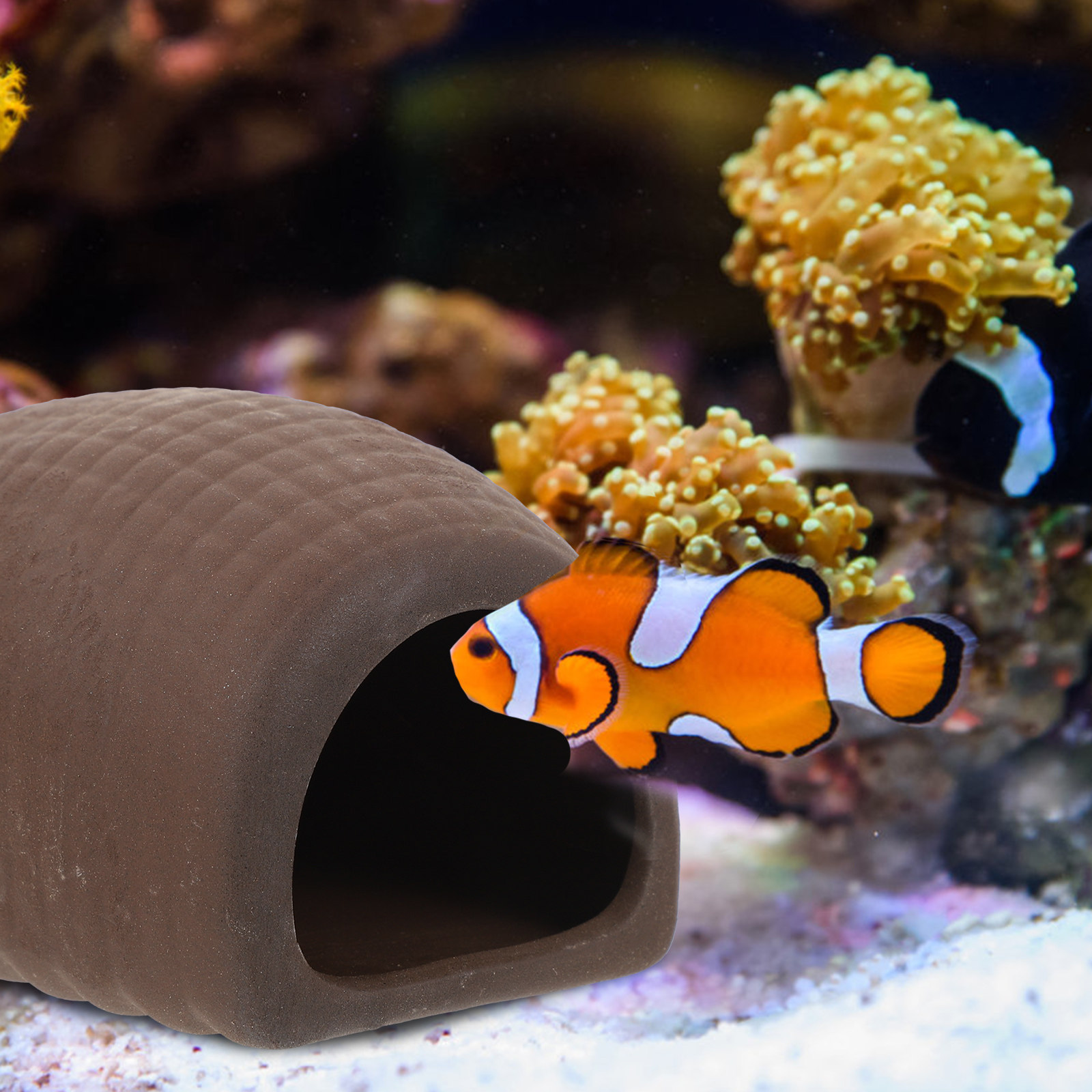 Aquarium Fish Hiding Spot - 2 stuks keramische aquariumdecoratie, visverblijf, garnalengrot,