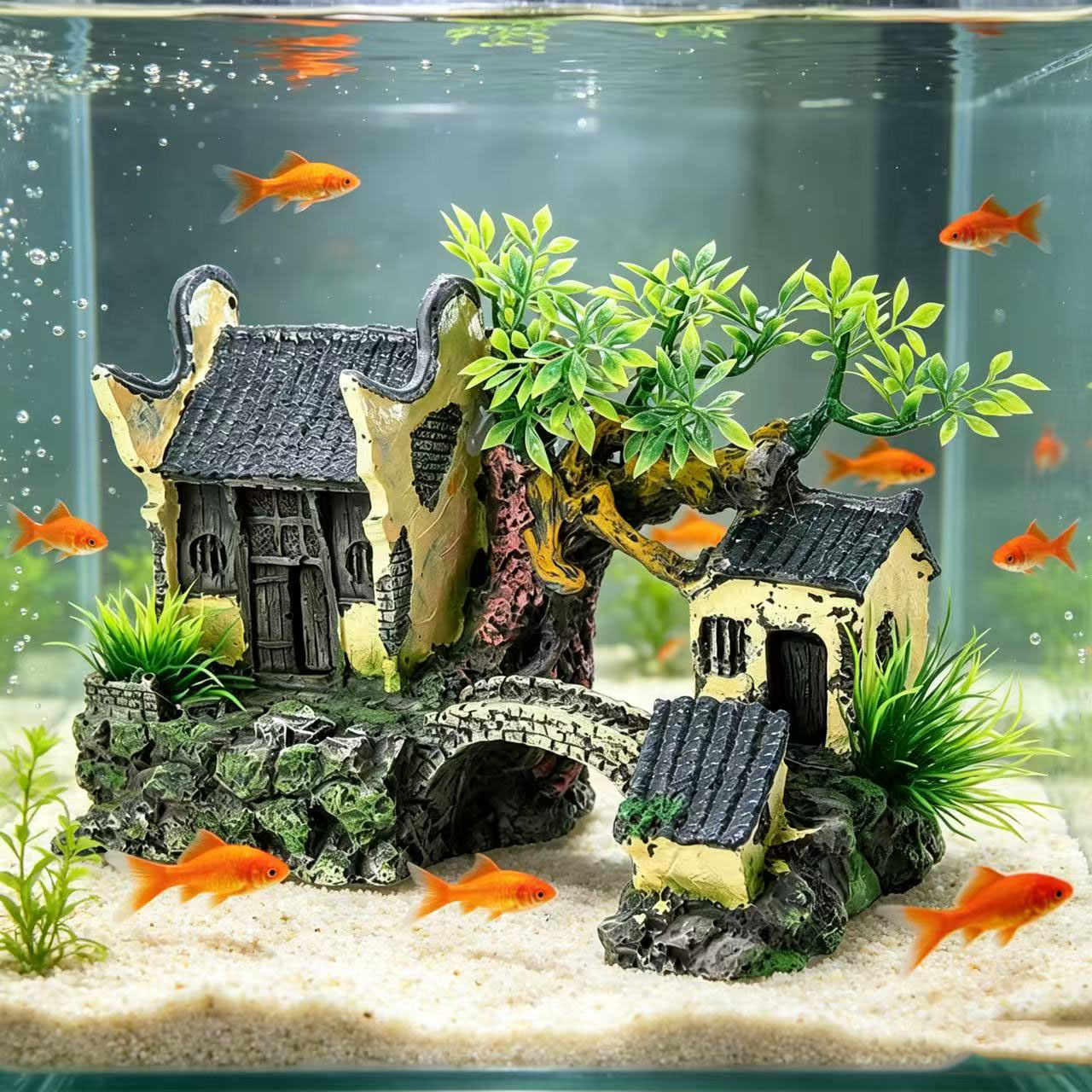 Kunstmatige landschappelijke d - Aquarium Fish Bridge recensie en prijs